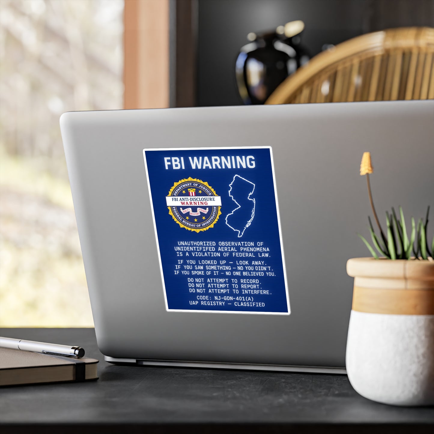 FBI WARNING (NJ Edition) — Vinyl Sticker