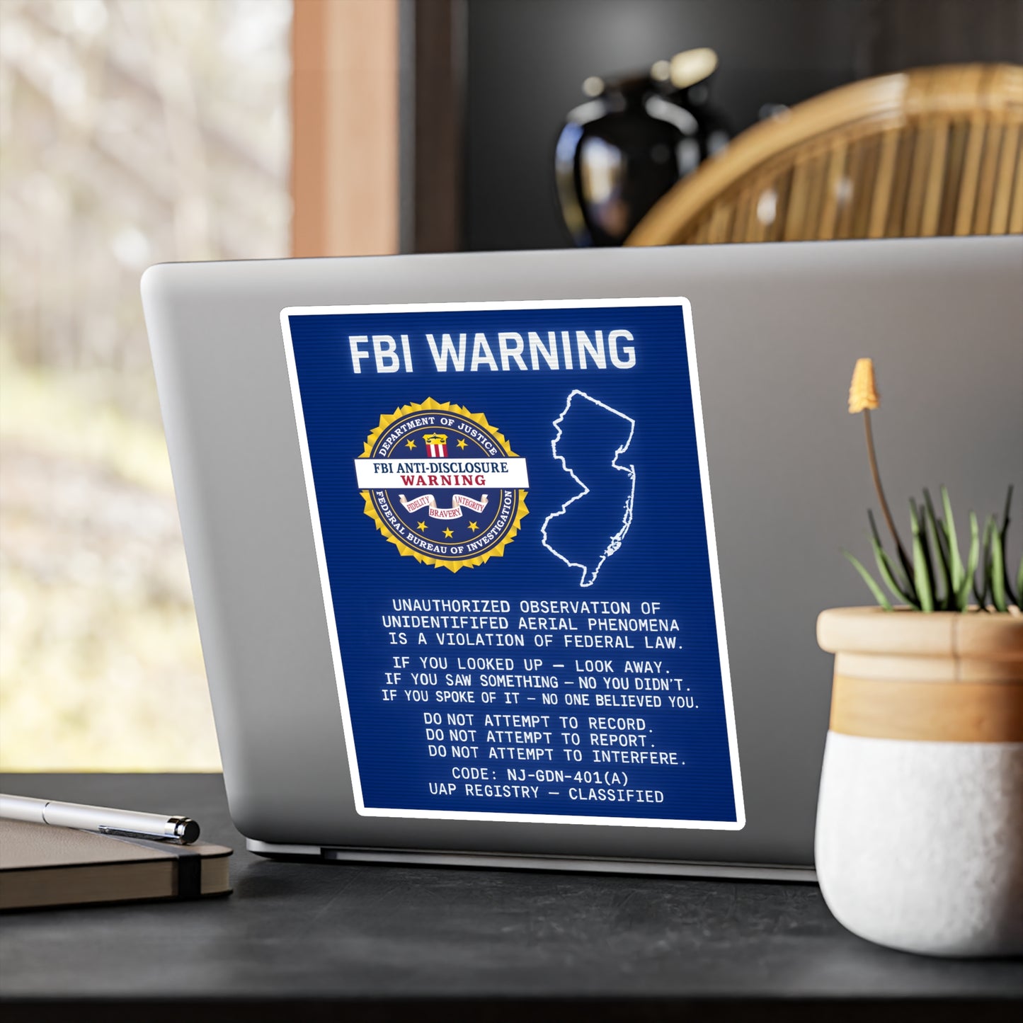 FBI WARNING (NJ Edition) — Vinyl Sticker