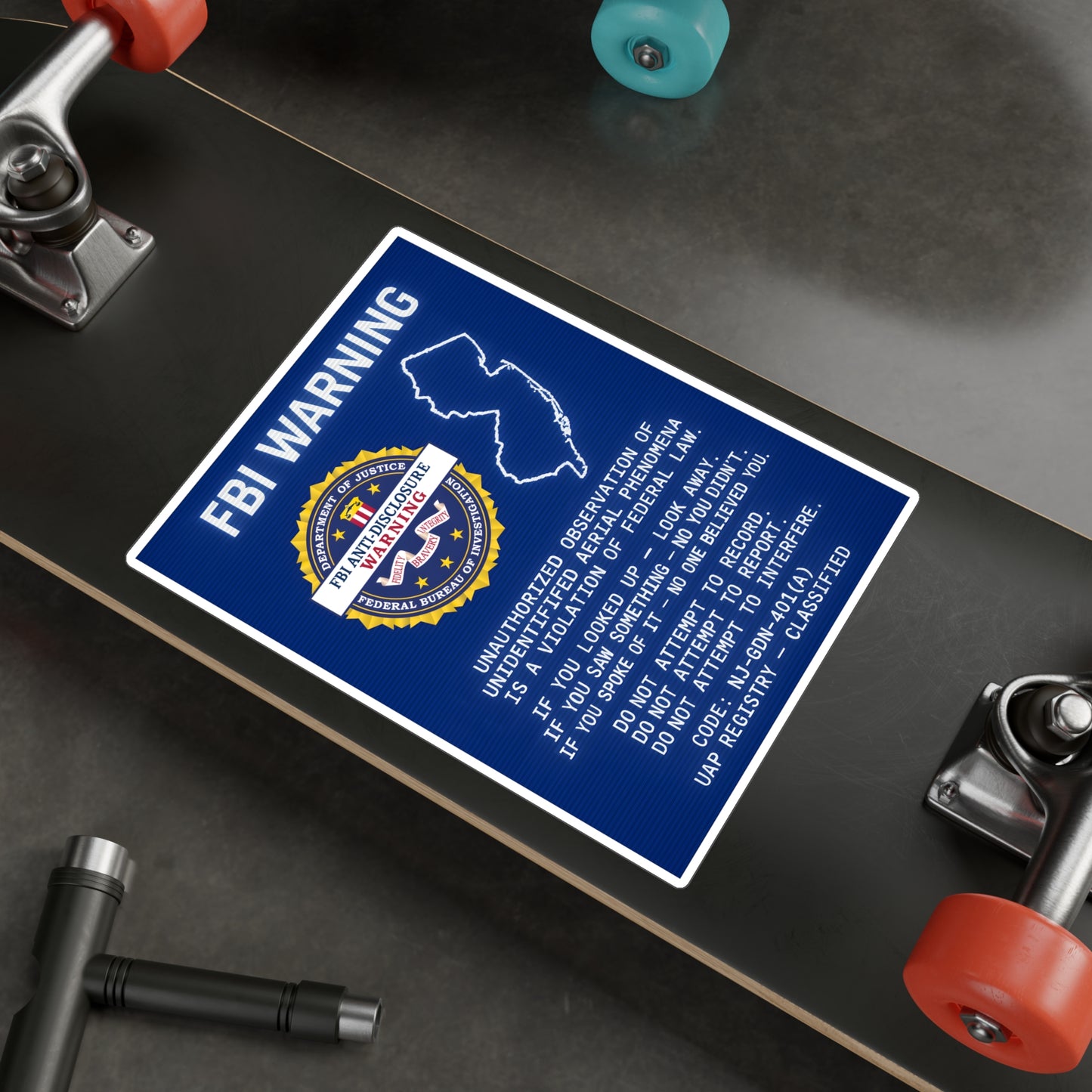 FBI WARNING (NJ Edition) — Vinyl Sticker