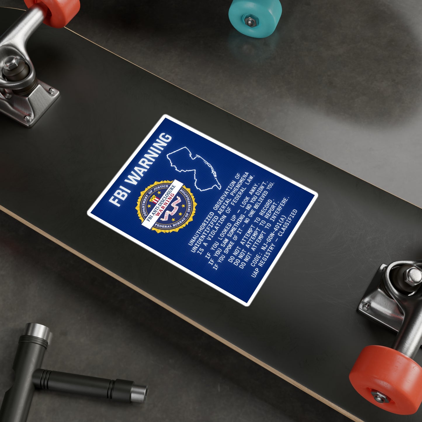 FBI WARNING (NJ Edition) — Vinyl Sticker